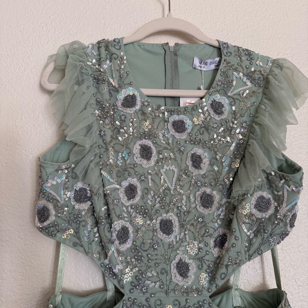 MAC DUGGAL Floral Beaded Ruffle Mini Dress - Picture 6 of 13